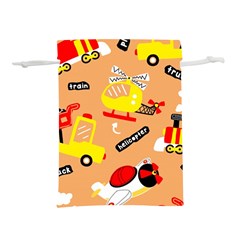 Seamless Pattern Cartoon With Transportation Vehicles Lightweight Drawstring Pouch (S)