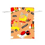 Seamless Pattern Cartoon With Transportation Vehicles Lightweight Drawstring Pouch (L) Back