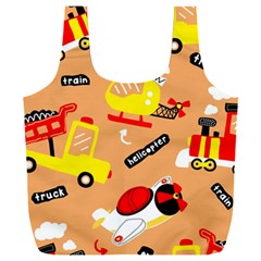 Seamless Pattern Cartoon With Transportation Vehicles Full Print Recycle Bag (XXXL)