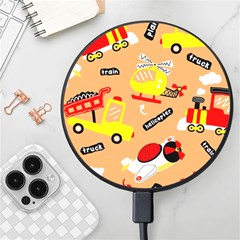 Seamless Pattern Cartoon With Transportation Vehicles Wireless Fast Charger(Black)