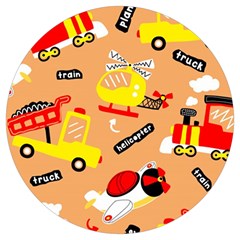 Seamless Pattern Cartoon With Transportation Vehicles Round Trivet