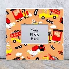 Seamless Pattern Cartoon With Transportation Vehicles White Wall Photo Frame 5  x 7 