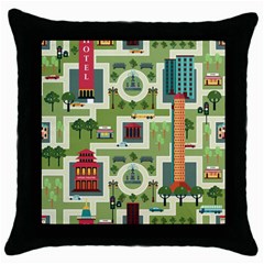 City Seamless Pattern Throw Pillow Case (black) by Simbadda