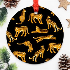 Seamless Exotic Pattern With Tigers Ornament (round) by Simbadda