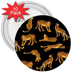 Seamless Exotic Pattern With Tigers 3  Buttons (10 Pack)  by Simbadda