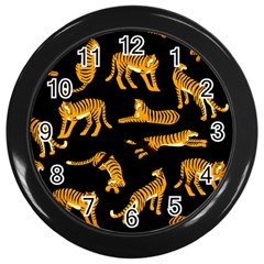 Seamless Exotic Pattern With Tigers Wall Clock (black) by Simbadda