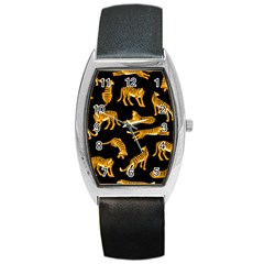 Seamless Exotic Pattern With Tigers Barrel Style Metal Watch by Simbadda