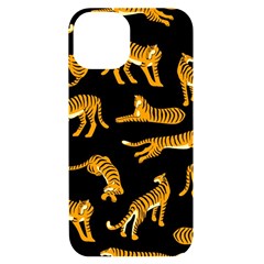 Seamless Exotic Pattern With Tigers Iphone 14 Black Uv Print Case by Simbadda