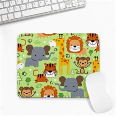 Seamless Pattern Vector With Animals Wildlife Cartoon Small Mousepad by Simbadda