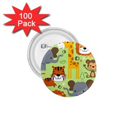 Seamless Pattern Vector With Animals Wildlife Cartoon 1 75  Buttons (100 Pack)  by Simbadda