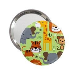 Seamless Pattern Vector With Animals Wildlife Cartoon 2 25  Handbag Mirrors by Simbadda