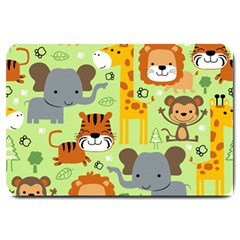 Seamless Pattern Vector With Animals Wildlife Cartoon Large Doormat by Simbadda