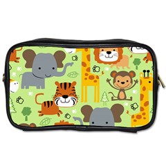 Seamless Pattern Vector With Animals Wildlife Cartoon Toiletries Bag (two Sides) by Simbadda