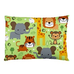 Seamless Pattern Vector With Animals Wildlife Cartoon Pillow Case (two Sides) by Simbadda