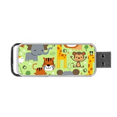 Seamless Pattern Vector With Animals Wildlife Cartoon Portable Usb Flash (one Side) by Simbadda