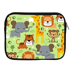 Seamless Pattern Vector With Animals Wildlife Cartoon Apple Ipad 2/3/4 Zipper Cases by Simbadda