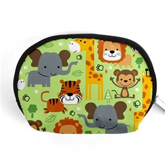 Seamless Pattern Vector With Animals Wildlife Cartoon Accessory Pouch (medium) by Simbadda