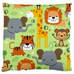 Seamless Pattern Vector With Animals Wildlife Cartoon Standard Premium Plush Fleece Cushion Case (two Sides) by Simbadda