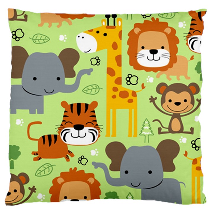 Seamless Pattern Vector With animals Wildlife Cartoon Standard Premium Plush Fleece Cushion Case (Two Sides)