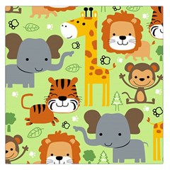 Seamless Pattern Vector With Animals Wildlife Cartoon Square Satin Scarf (36  X 36 ) by Simbadda