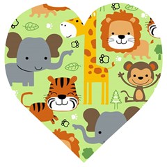 Seamless Pattern Vector With Animals Wildlife Cartoon Wooden Puzzle Heart by Simbadda