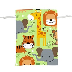 Seamless Pattern Vector With Animals Wildlife Cartoon Lightweight Drawstring Pouch (xl) by Simbadda