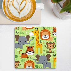 Seamless Pattern Vector With Animals Wildlife Cartoon Uv Print Square Tile Coaster  by Simbadda