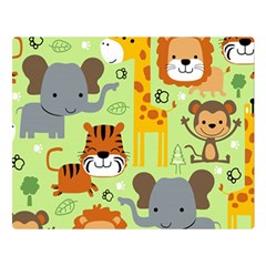 Seamless Pattern Vector With Animals Wildlife Cartoon Premium Plush Fleece Blanket (large)