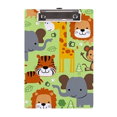 Seamless Pattern Vector With Animals Wildlife Cartoon A5 Acrylic Clipboard by Simbadda