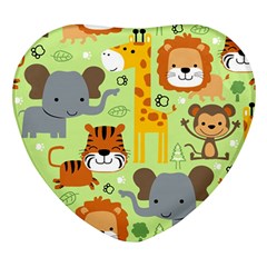 Seamless Pattern Vector With Animals Wildlife Cartoon Heart Glass Fridge Magnet (4 Pack) by Simbadda