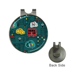 Seamless Pattern Hand Drawn With Vehicles Buildings Road Hat Clips With Golf Markers by Simbadda