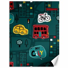 Seamless Pattern Hand Drawn With Vehicles Buildings Road Canvas 36  X 48  by Simbadda