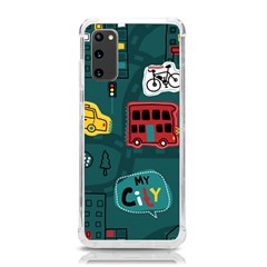 Seamless Pattern Hand Drawn With Vehicles Buildings Road Samsung Galaxy S20 6 2 Inch Tpu Uv Case by Simbadda