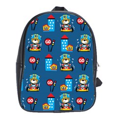 Racing-car-printing-set-cartoon-vector-pattern School Bag (large) by Simbadda