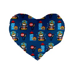 Racing-car-printing-set-cartoon-vector-pattern Standard 16  Premium Flano Heart Shape Cushions by Simbadda