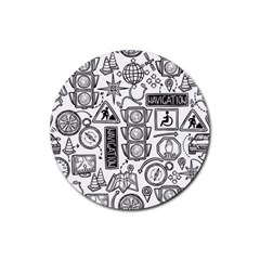 Navigation-seamless-pattern Rubber Coaster (round) by Simbadda