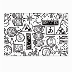 Navigation-seamless-pattern Postcard 4 x 6  (pkg Of 10) by Simbadda