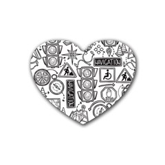 Navigation-seamless-pattern Rubber Heart Coaster (4 Pack) by Simbadda