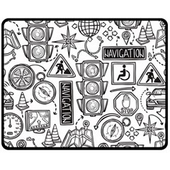 Navigation-seamless-pattern Two Sides Fleece Blanket (medium) by Simbadda