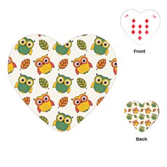 Background-with-owls-leaves-pattern Playing Cards Single Design (Heart)