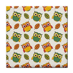 Background-with-owls-leaves-pattern Face Towel