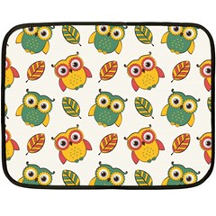 Background-with-owls-leaves-pattern Fleece Blanket (Mini)