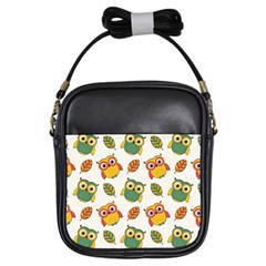 Background-with-owls-leaves-pattern Girls Sling Bag