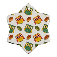 Background-with-owls-leaves-pattern Ornament (Snowflake)