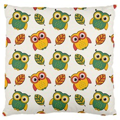 Background-with-owls-leaves-pattern Large Cushion Case (One Side)