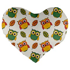 Background-with-owls-leaves-pattern Large 19  Premium Heart Shape Cushions