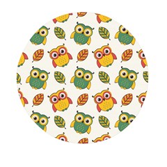 Background-with-owls-leaves-pattern Mini Round Pill Box (Pack of 3)