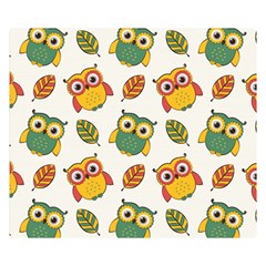 Background-with-owls-leaves-pattern Premium Plush Fleece Blanket (Small)