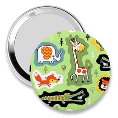 Seamless-pattern-with-wildlife-animals-cartoon 3  Handbag Mirrors by Simbadda