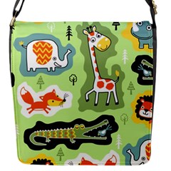 Seamless-pattern-with-wildlife-animals-cartoon Flap Closure Messenger Bag (s) by Simbadda